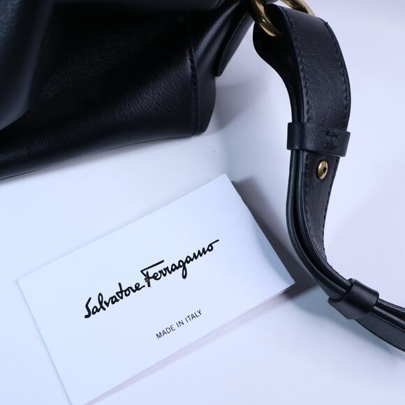 SALVATORE FERRAGAMO Trifolio Leather Backpack Black Top Handle Convertible main image 7